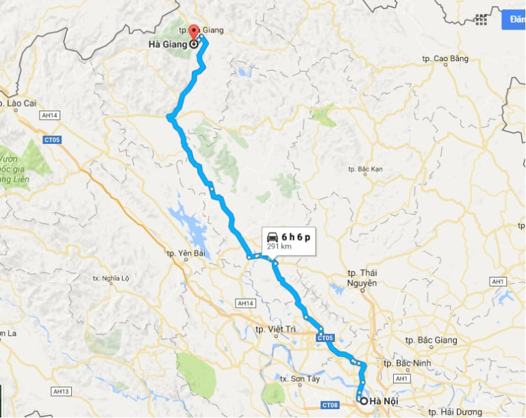 Tuyến đường từ Hà Nội đến Hà Giang