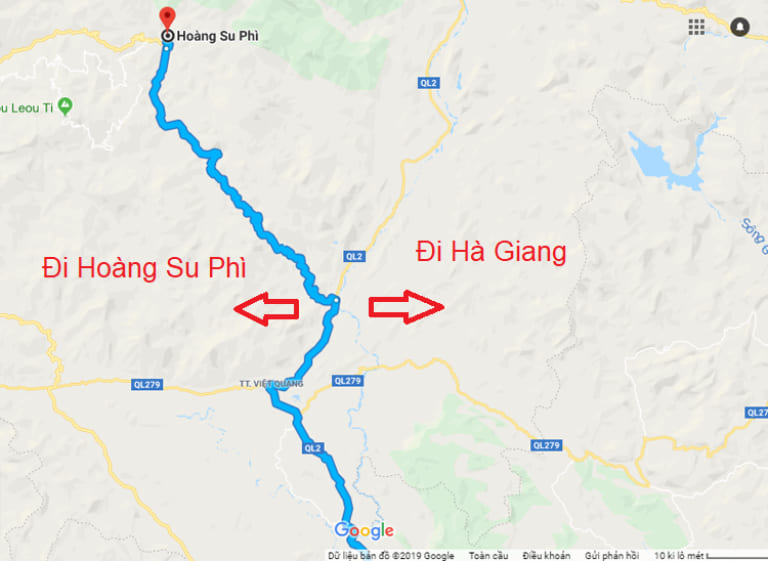 Tuyến đường từ thành phố Hà Nội đi Hoàng Su Phì