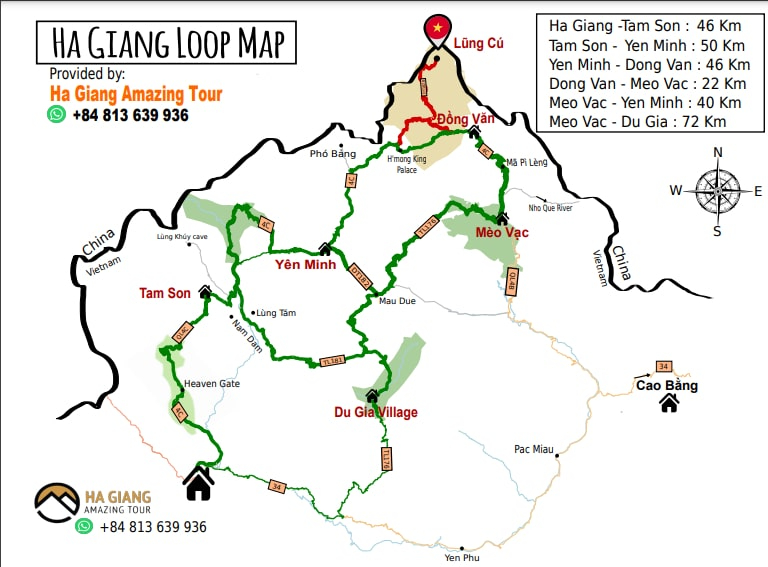 Bản đồ du lịch Hà Giang chi tiết với các tuyến đường phổ biến