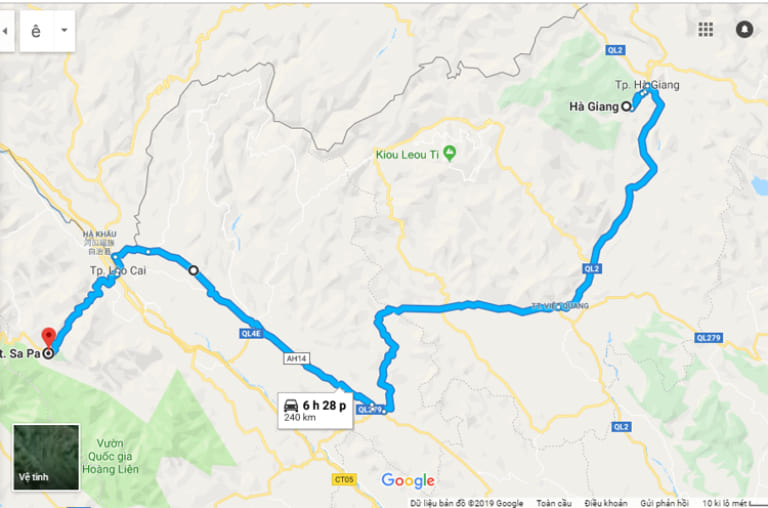 Sơ đồ di chuyển từ SaPa đi Hà Giang